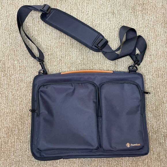 Tomtoc 360 Protective 13" Laptop Shoulder Bag Black w/ Strap Tech Carry Case